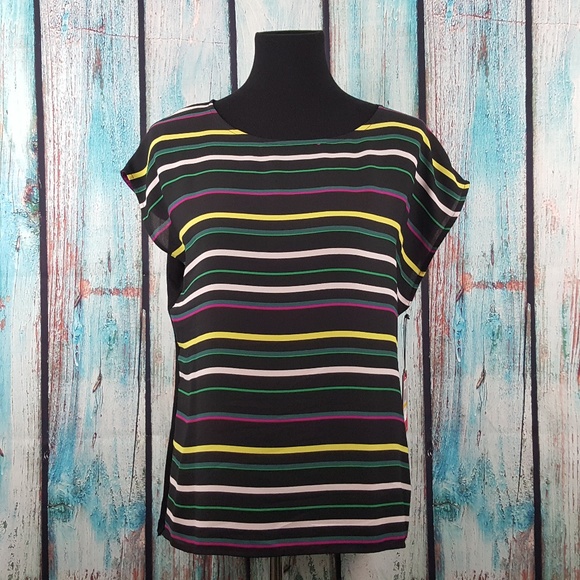 Vince Camuto Tops - NWT Vince Camuto Paradise Striped Mixed Media Top